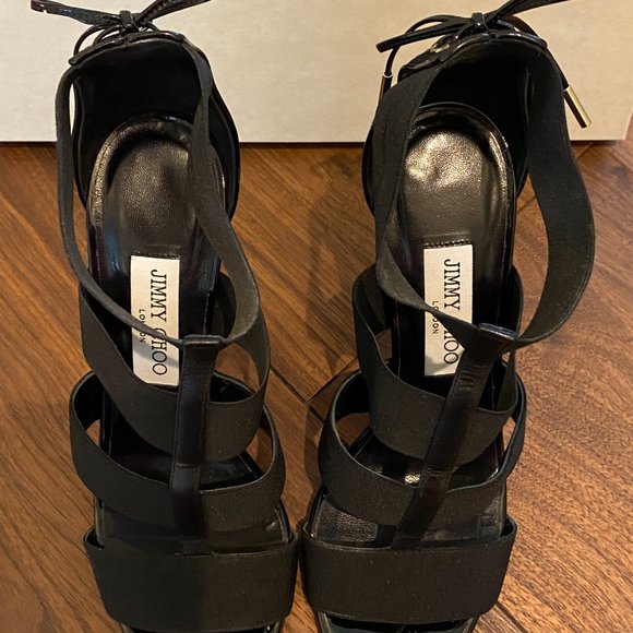 Jimmy Choo Black Strappy Heels. Size 38.5 - Picture 2 of 6